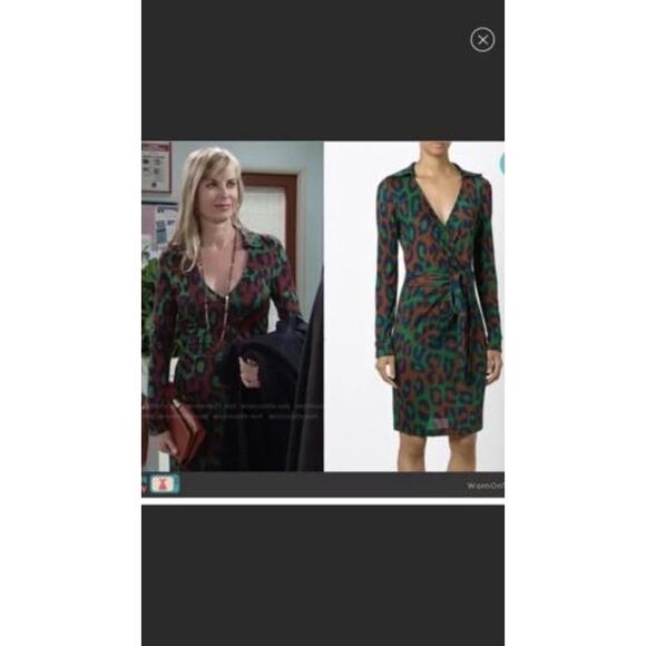 DIANE VON FURSTENBERG Savannah Leopard-Print Wrap Dress Silk Size US 2 Women's - Picture 3 of 8